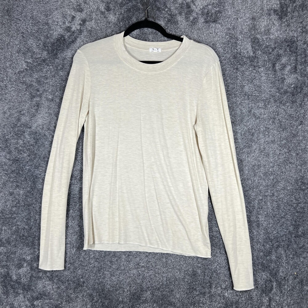 Splendid Shirt Womens XL Beige Long Sleeve Basic Jersey Stretch Viscose